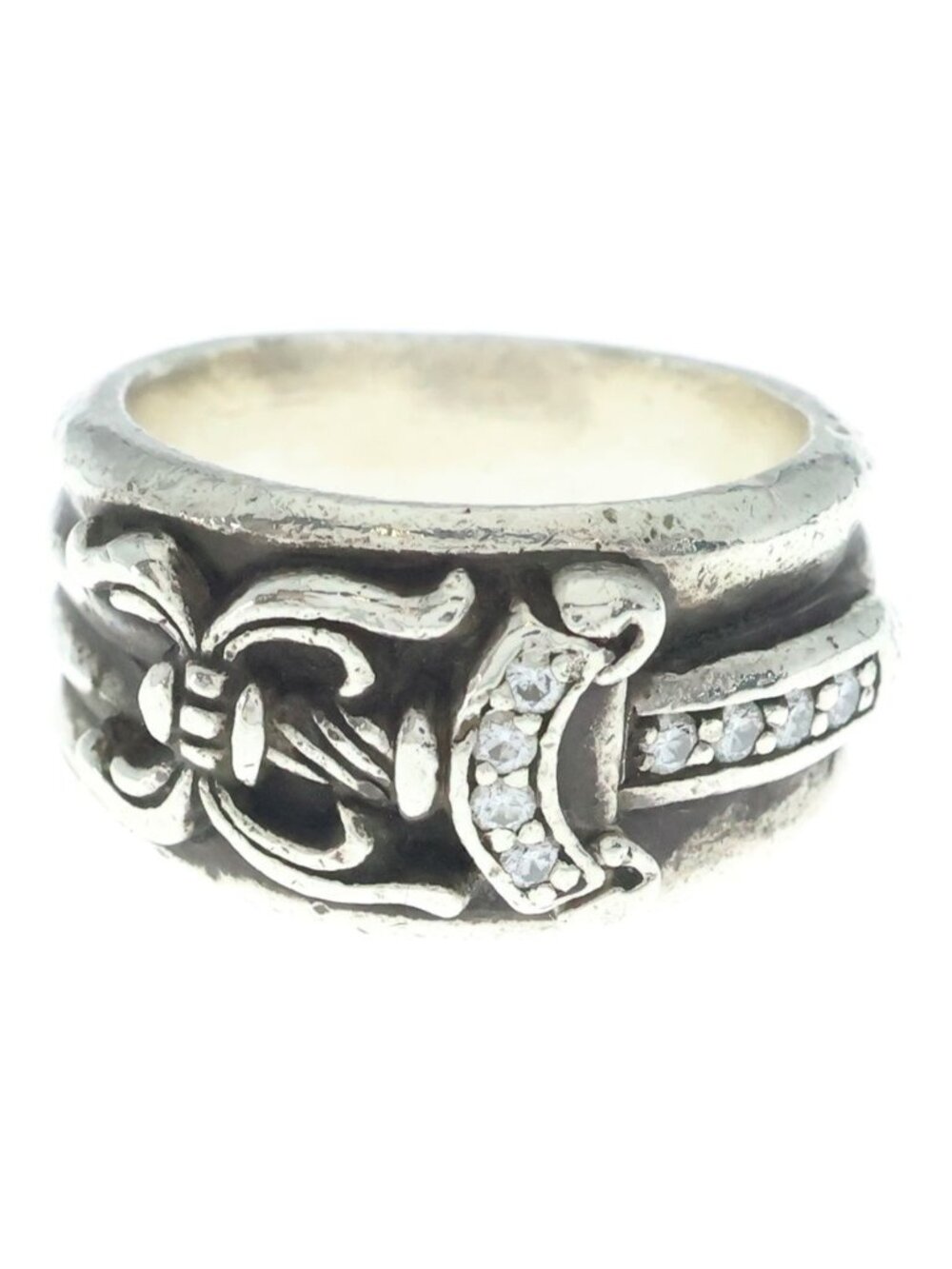 Chrome Hearts Dagger Pave Diamond Ring Silver
